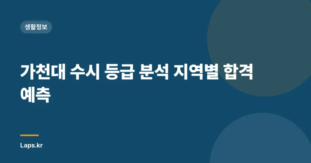 가천대 수시 등급 분석 지역별 합격 예측