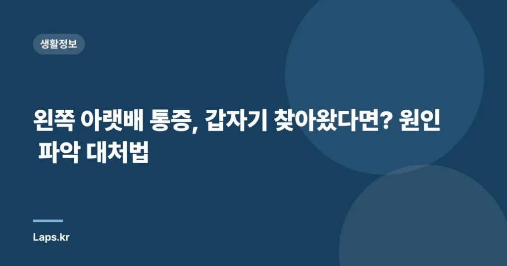 왼쪽 아랫배 통증, 갑자기 찾아왔다면? 원인 파악 대처법