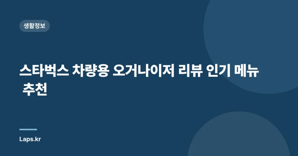 스타벅스 차량용 오거나이저 리뷰 인기 메뉴 추천