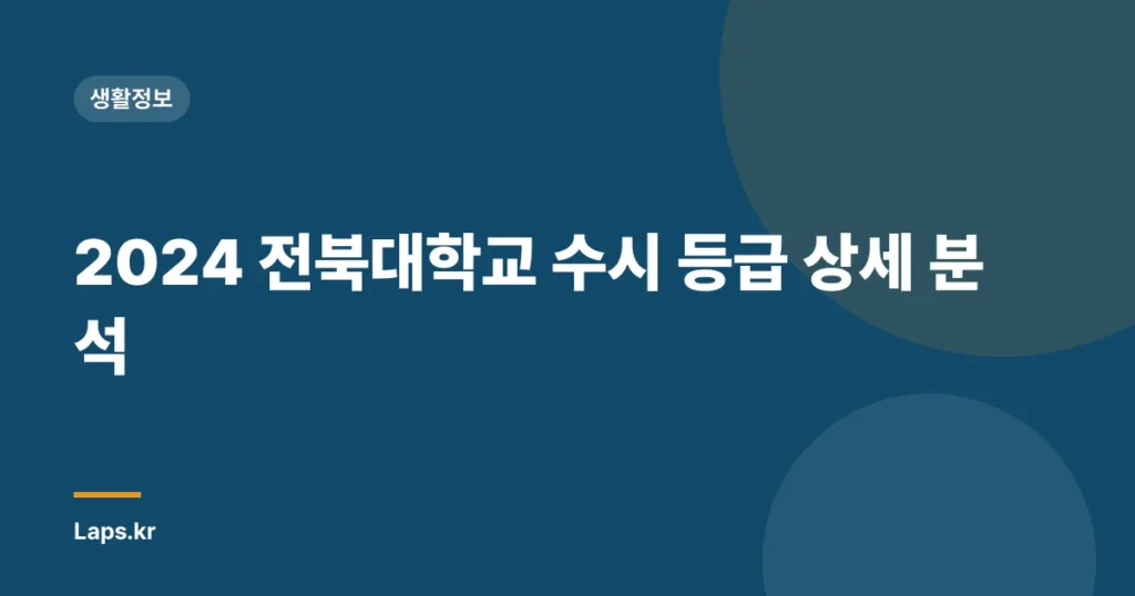 2024 전북대학교 수시 등급 상세 분석