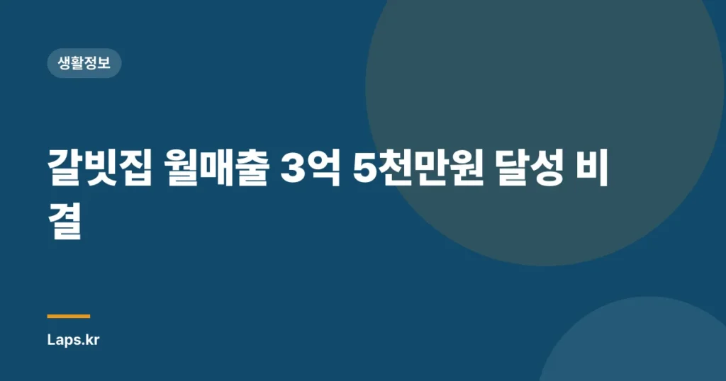갈빗집 월매출 3억 5천만원 달성 비결