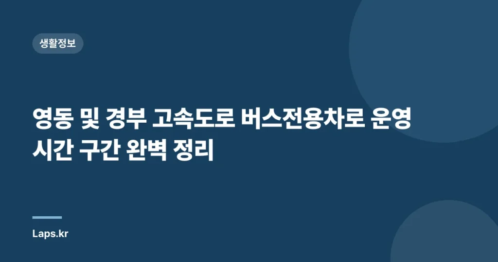 영동 및 경부 고속도로 버스전용차로 운영 시간 구간 완벽 정리