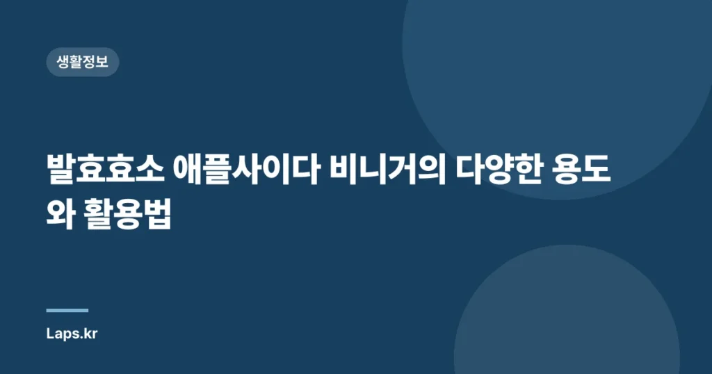 발효효소 애플사이다 비니거의 다양한 용도와 활용법