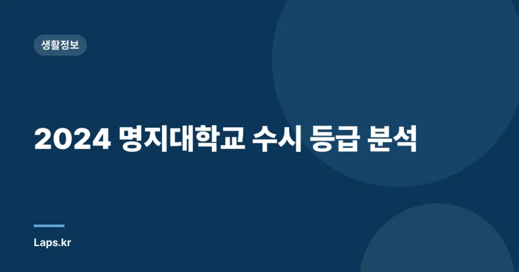 2024 명지대학교 수시 등급 분석