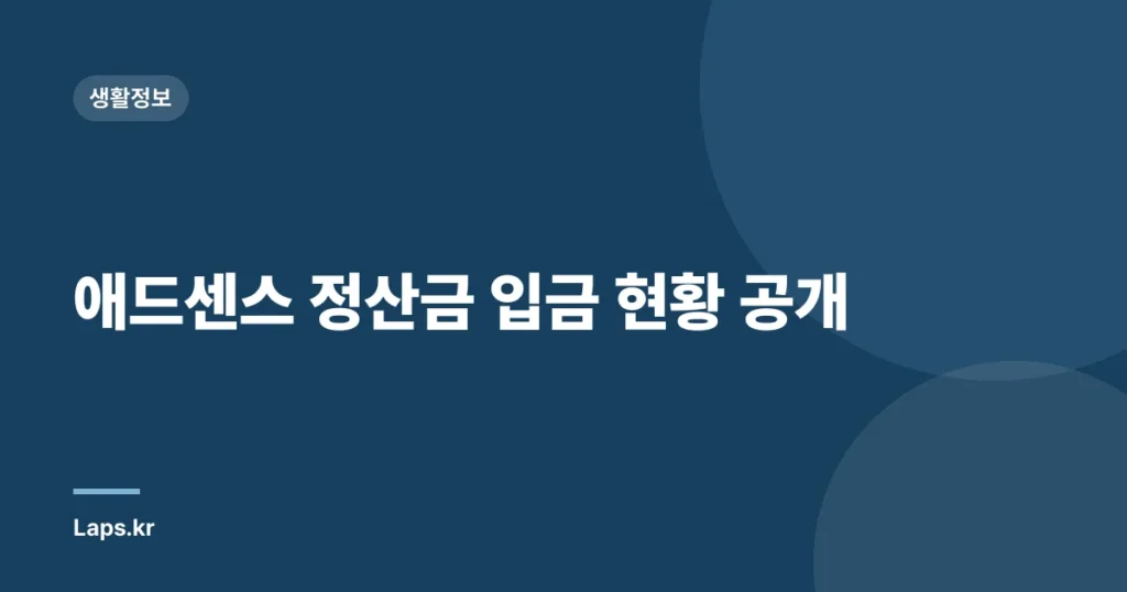 애드센스 정산금 입금 현황 공개