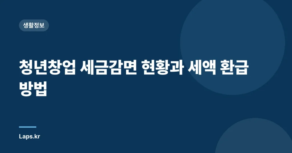 청년창업 세금감면 현황과 세액 환급 방법