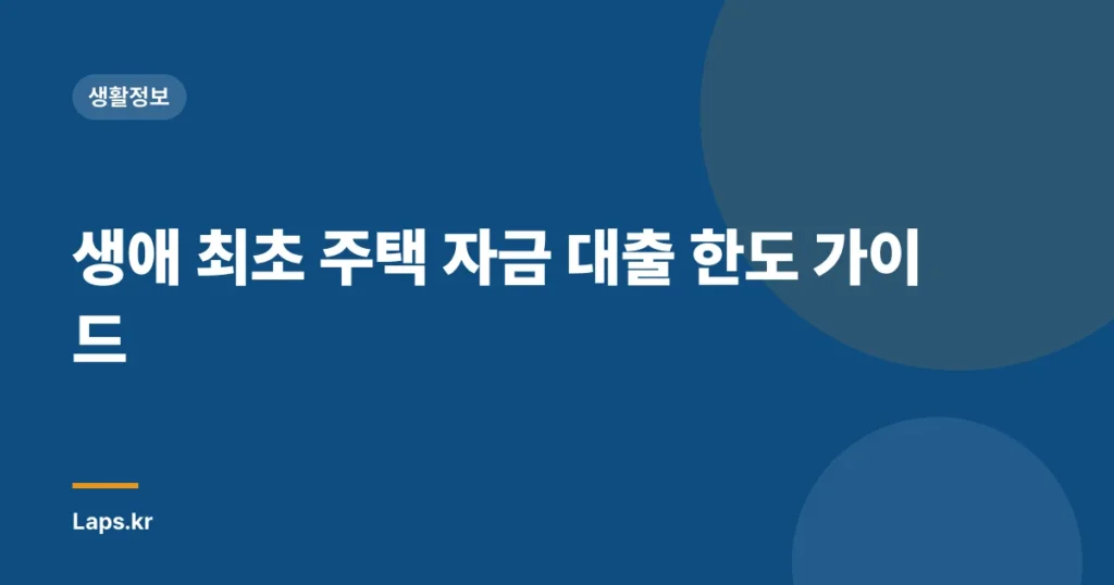 생애 최초 주택 자금 대출 한도 가이드