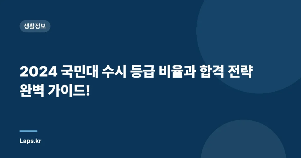 2024 국민대 수시 등급 비율과 합격 전략 완벽 가이드!