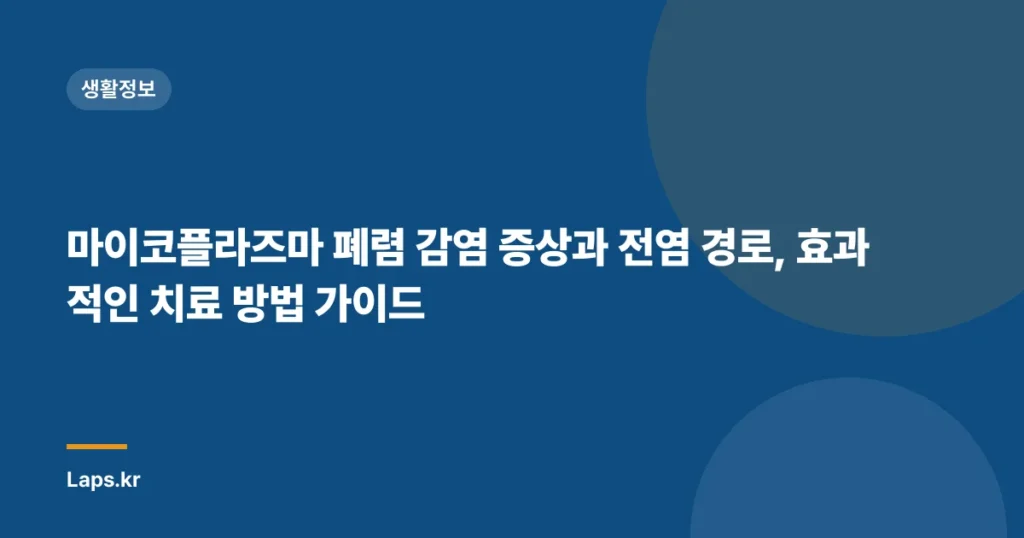 마이코플라즈마 폐렴 감염 증상과 전염 경로, 효과적인 치료 방법 가이드