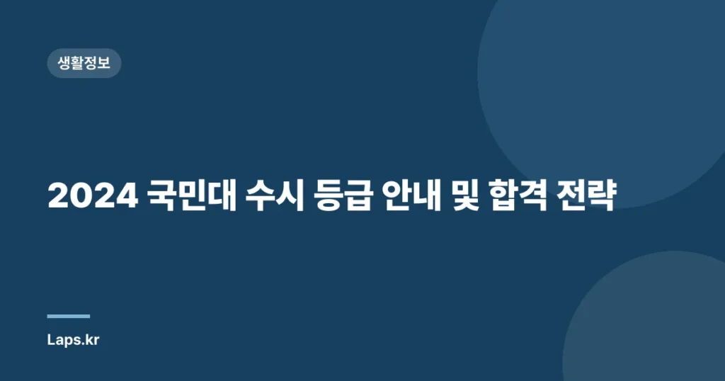 2024 국민대 수시 등급 안내 및 합격 전략