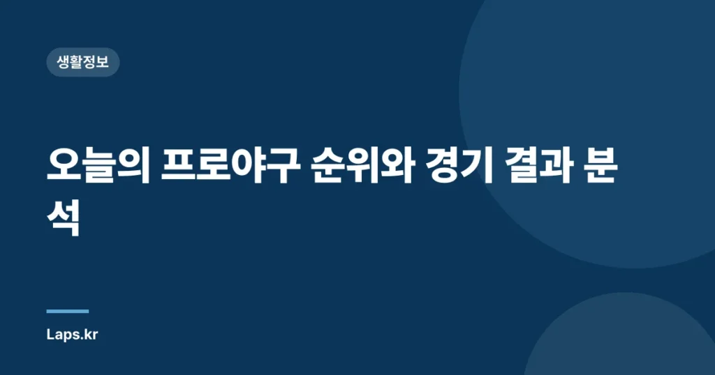 오늘의 프로야구 순위와 경기 결과 분석