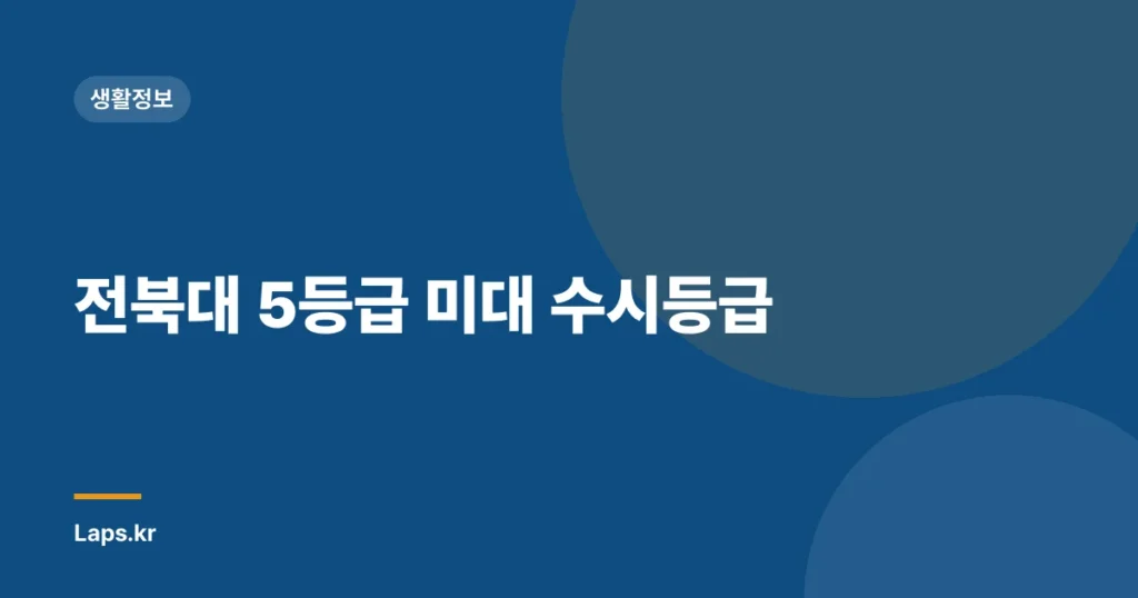 전북대 5등급 미대 수시등급