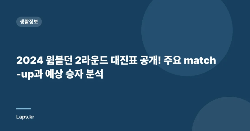 2024 윔블던 2라운드 대진표 공개! 주요 match-up과 예상 승자 분석