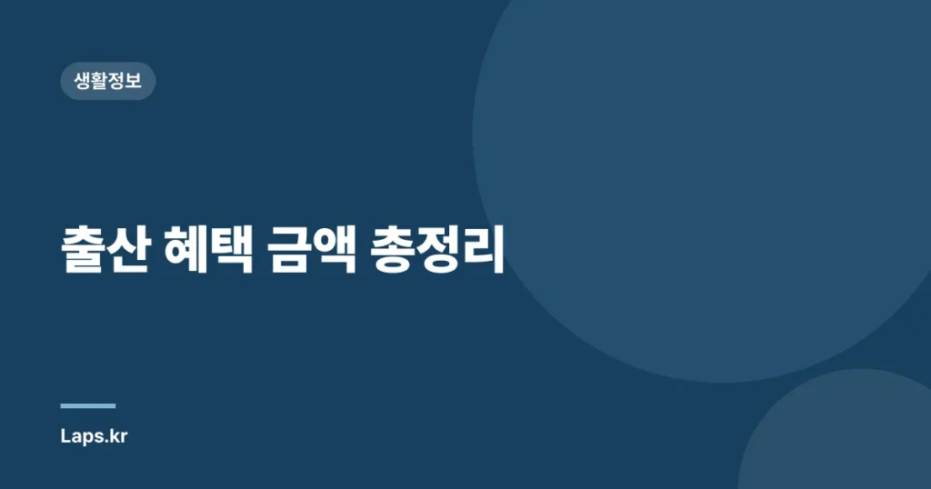출산 혜택 금액 총정리