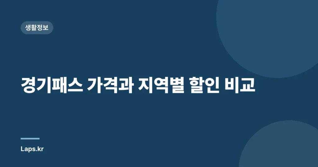 경기패스 가격과 지역별 할인 비교