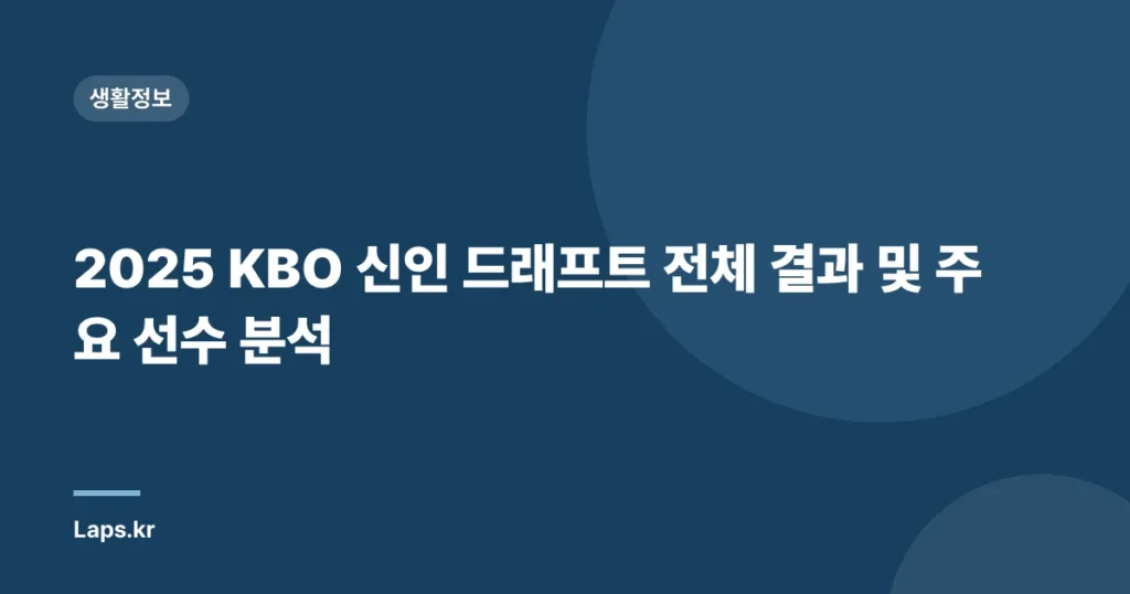 2025 KBO 신인 드래프트 전체 결과 및 주요 선수 분석