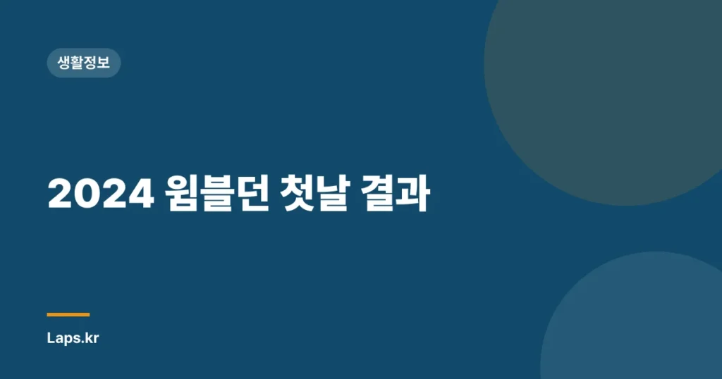 2024 윔블던 첫날 결과