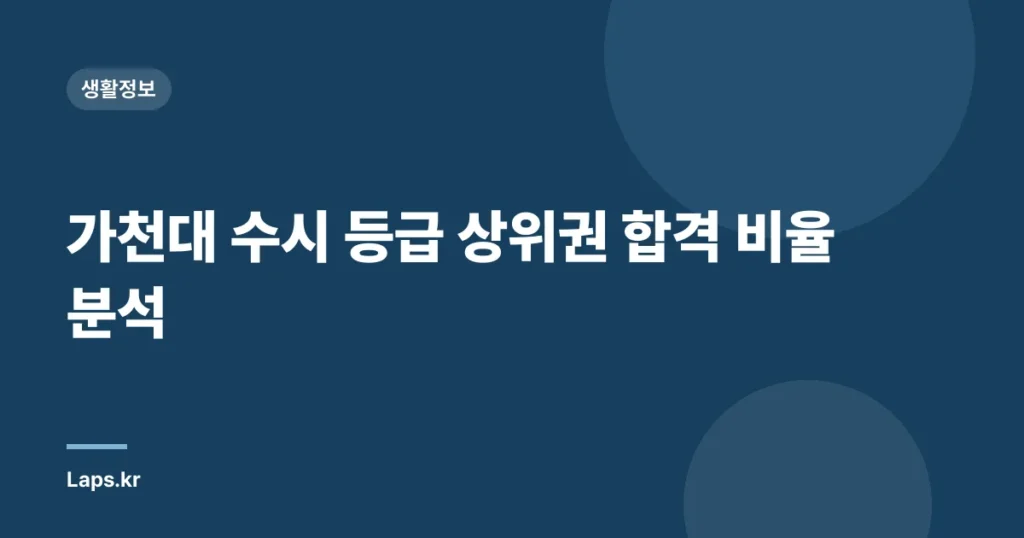 가천대 수시 등급 상위권 합격 비율 분석