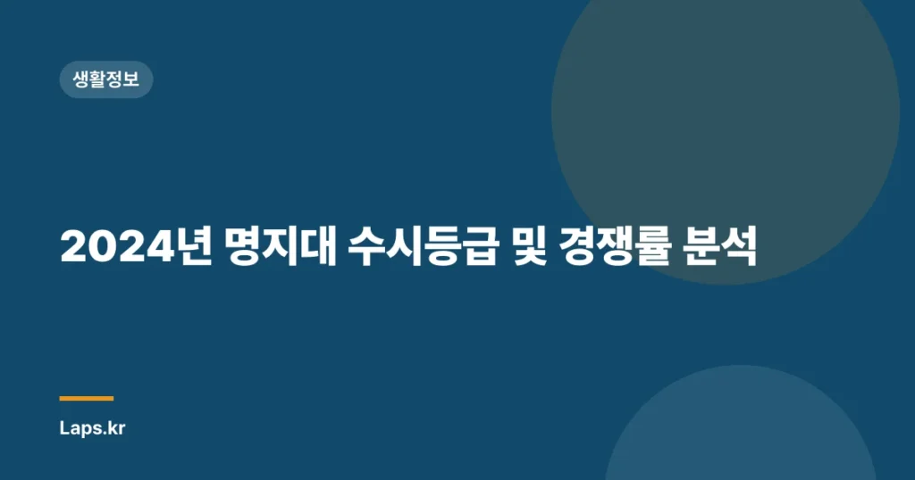 2024년 명지대 수시등급 및 경쟁률 분석