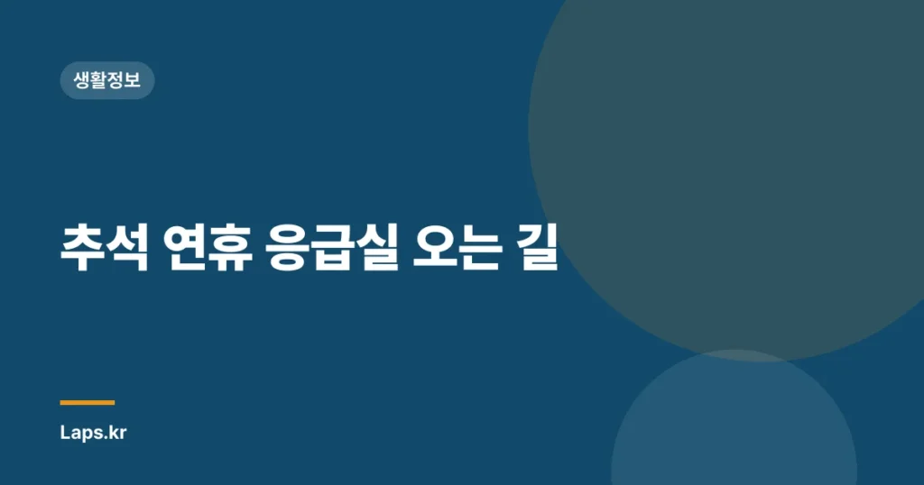 추석 연휴 응급실 오는 길
