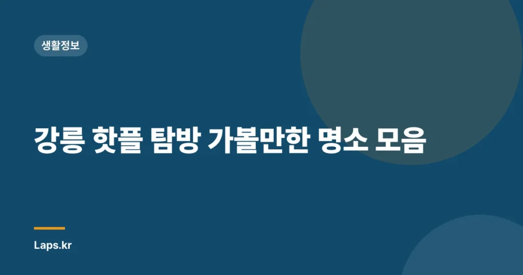 강릉 핫플 탐방 가볼만한 명소 모음