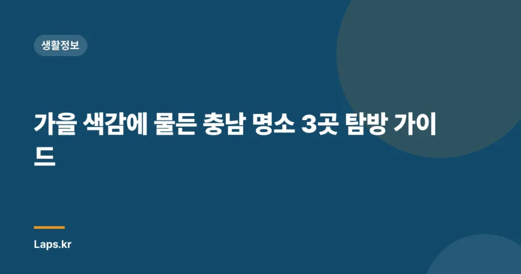 가을 색감에 물든 충남 명소 3곳 탐방 가이드