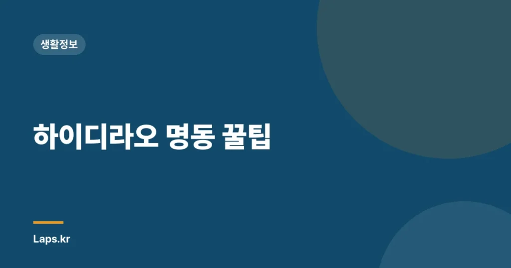 하이디라오 명동 꿀팁
