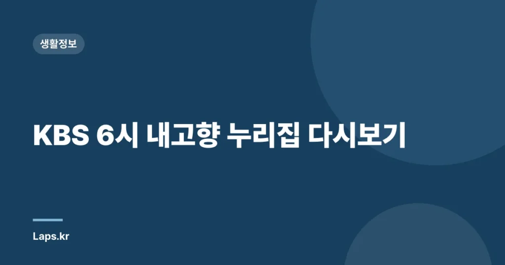 KBS 6시 내고향 누리집 다시보기