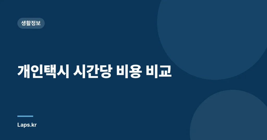 개인택시 시간당 비용 비교