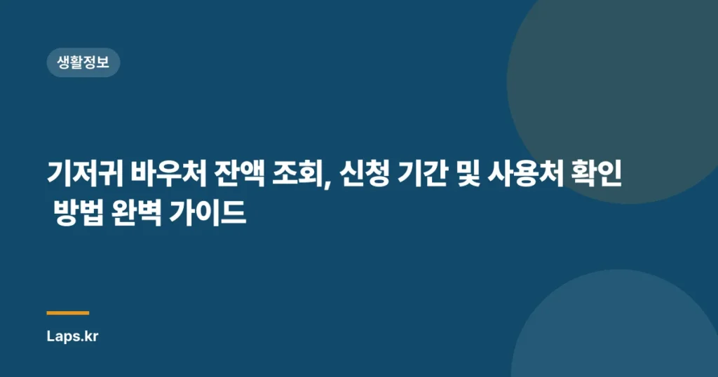 기저귀 바우처 잔액 조회, 신청 기간 및 사용처 확인 방법 완벽 가이드