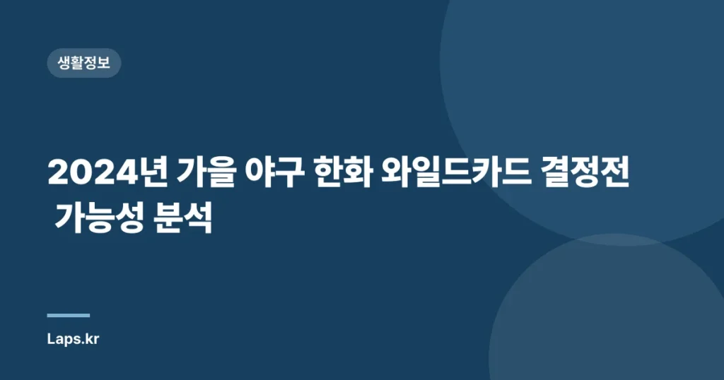 2024년 가을 야구 한화 와일드카드 결정전 가능성 분석