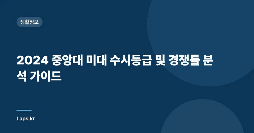 2024 중앙대 미대 수시등급 및 경쟁률 분석 가이드