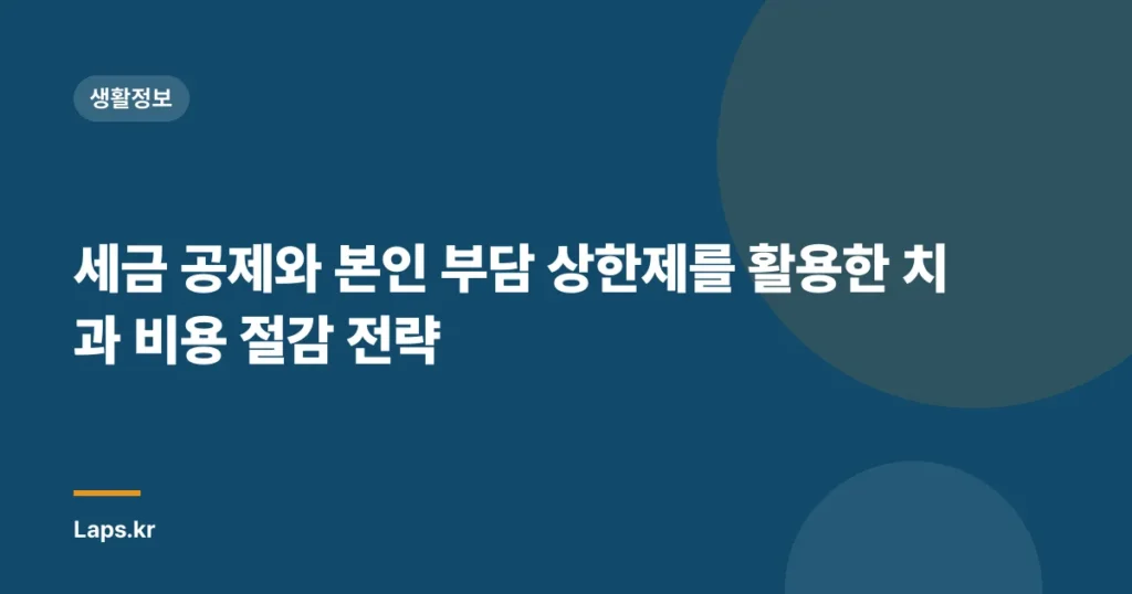 세금 공제와 본인 부담 상한제를 활용한 치과 비용 절감 전략