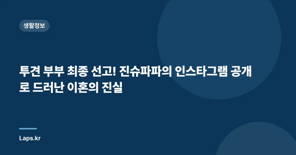투견 부부 최종 선고! 진슈파파의 인스타그램 공개로 드러난 이혼의 진실