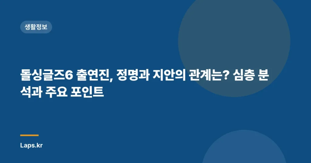 돌싱글즈6 출연진, 정명과 지안의 관계는? 심층 분석과 주요 포인트