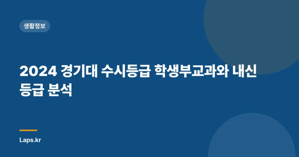 2024 경기대 수시등급 학생부교과와 내신 등급 분석