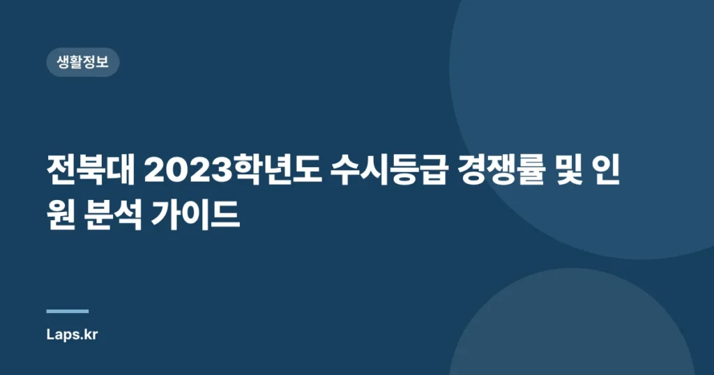 전북대 2023학년도 수시등급 경쟁률 및 인원 분석 가이드