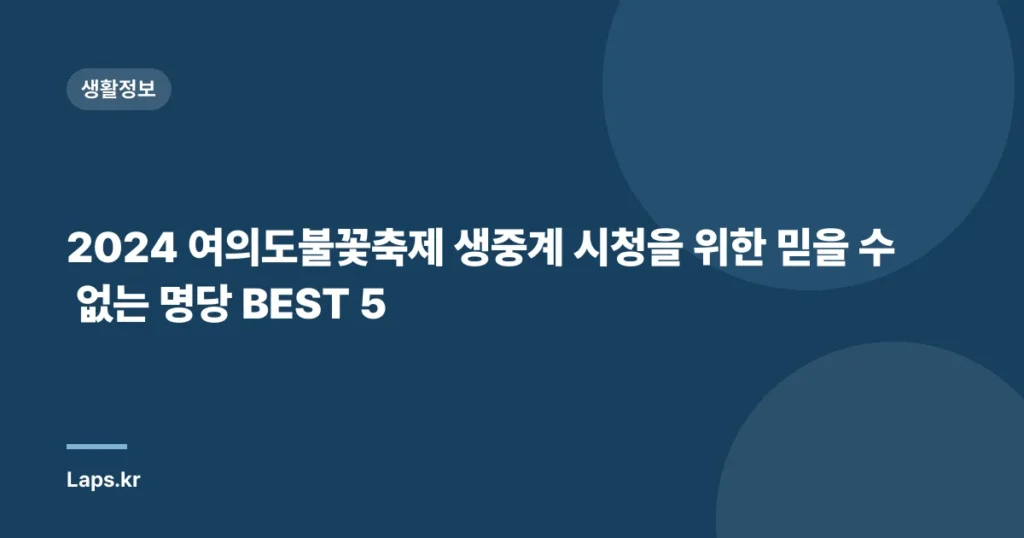 2024 여의도불꽃축제 생중계 시청을 위한 믿을 수 없는 명당 BEST 5
