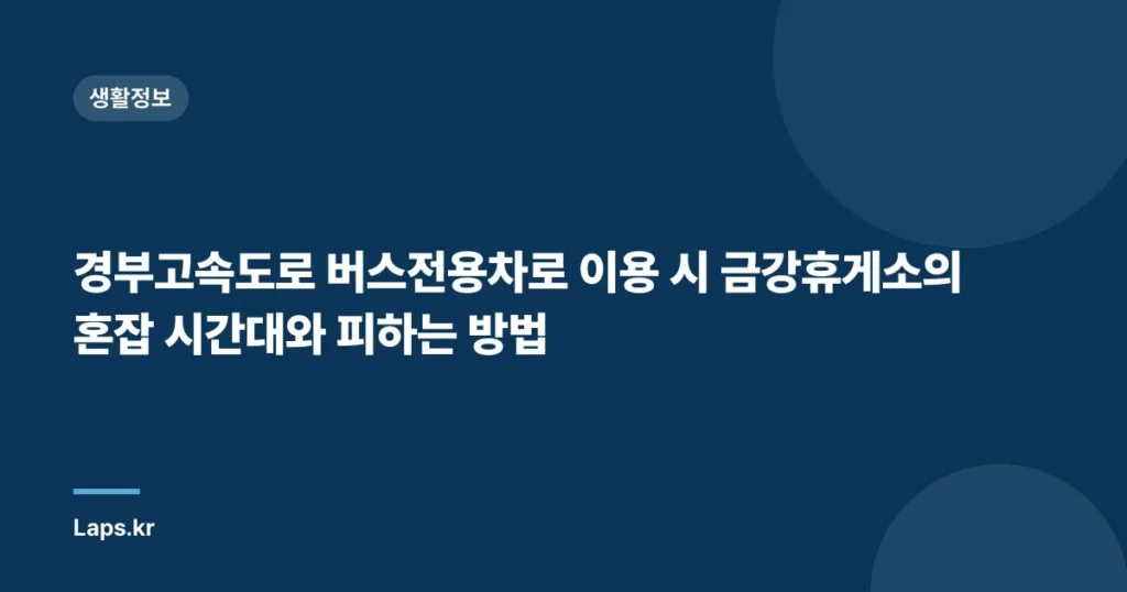 경부고속도로 버스전용차로 이용 시 금강휴게소의 혼잡 시간대와 피하는 방법
