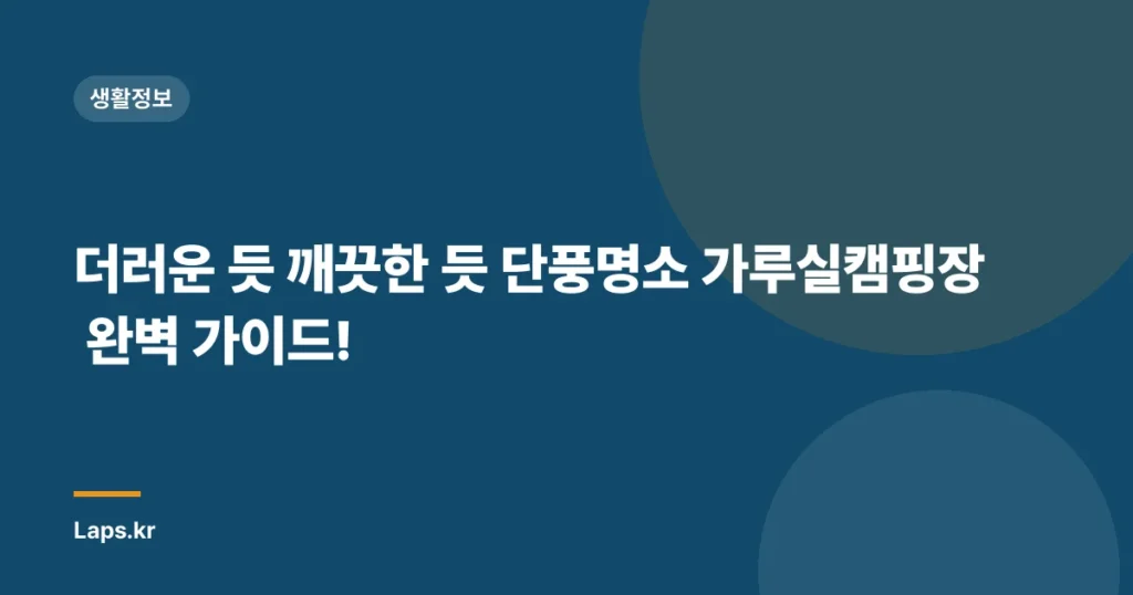더러운 듯 깨끗한 듯 단풍명소 가루실캠핑장 완벽 가이드!