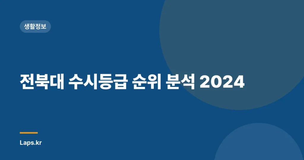 전북대 수시등급 순위 분석 2024