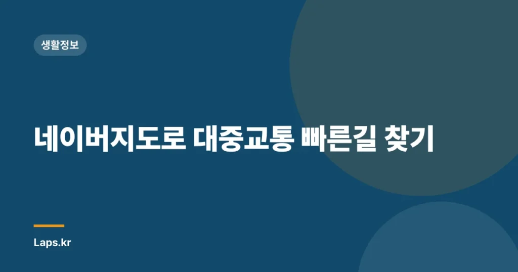 네이버지도로 대중교통 빠른길 찾기
