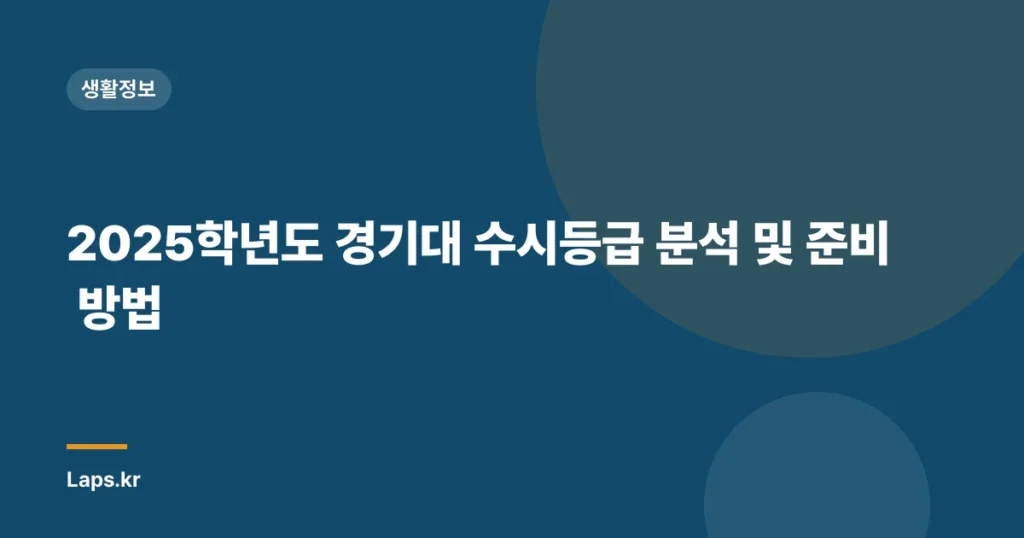 2025학년도 경기대 수시등급 분석 및 준비 방법