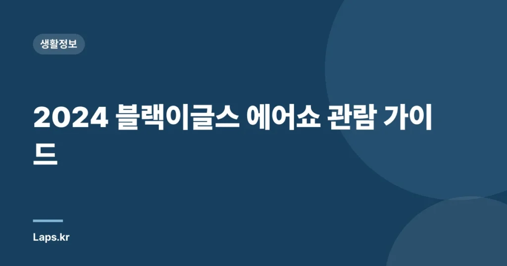 2024 블랙이글스 에어쇼 관람 가이드