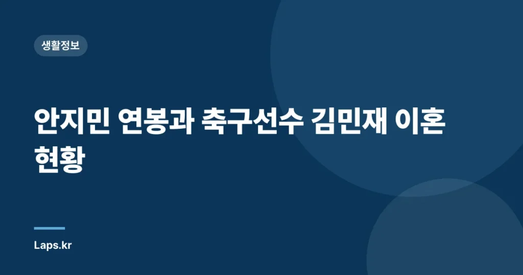 안지민 연봉과 축구선수 김민재 이혼 현황