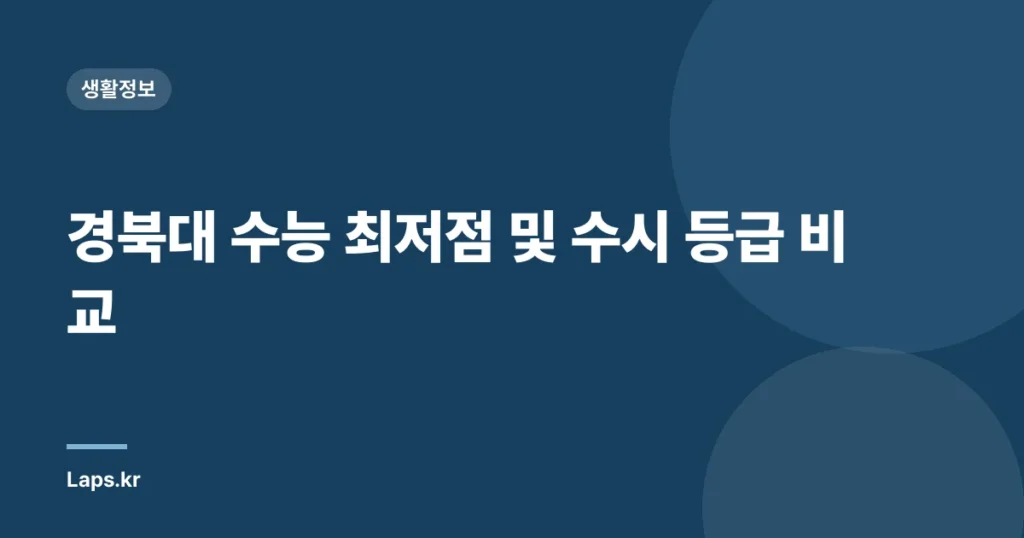 경북대 수능 최저점 및 수시 등급 비교