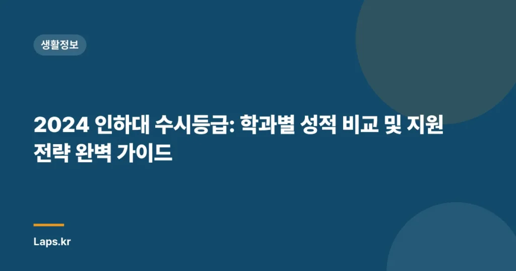 2024 인하대 수시등급: 학과별 성적 비교 및 지원 전략 완벽 가이드