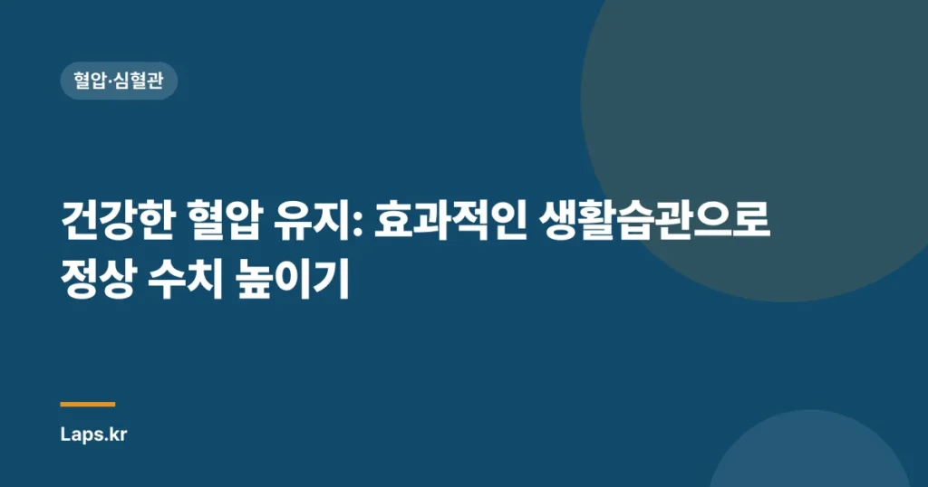 건강한 혈압 유지: 효과적인 생활습관으로 정상 수치 높이기