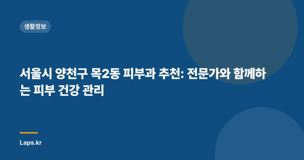 서울시 양천구 목2동 피부과 추천: 전문가와 함께하는 피부 건강 관리