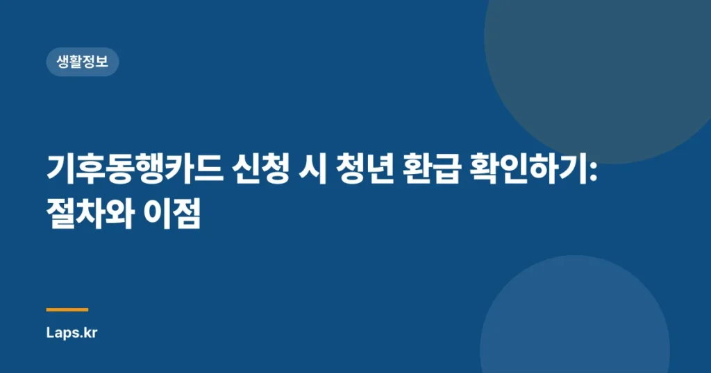 기후동행카드 신청 시 청년 환급 확인하기: 절차와 이점